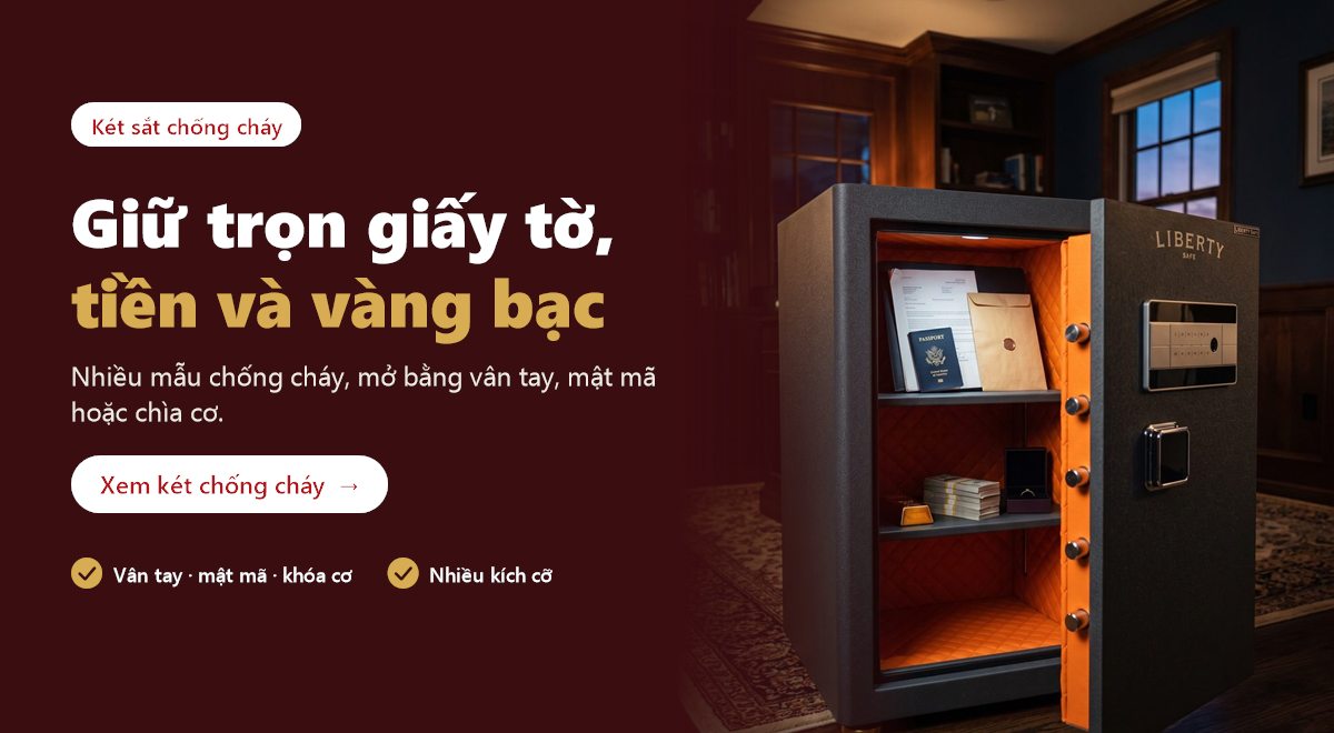 Két sắt chống cháy giữ giấy tờ, tiền và vàng bạc (ảnh minh hoạ)